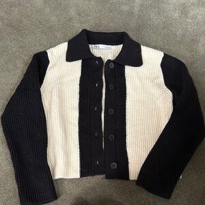 Black and Cream Striped Cardigan